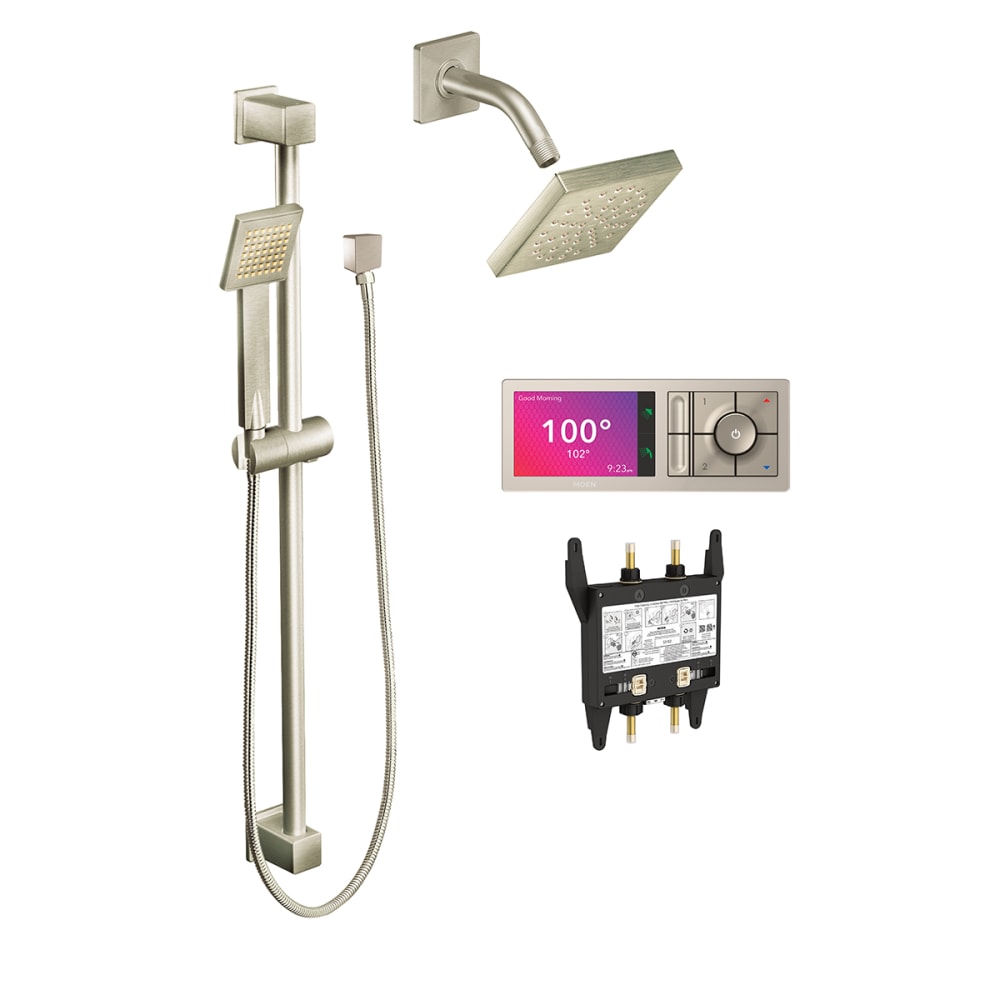 Moen 90 Degree 1.2 GPM Single Hole Bathroom Faucet with Pop-Up Drain Assembly Brushed Nickel