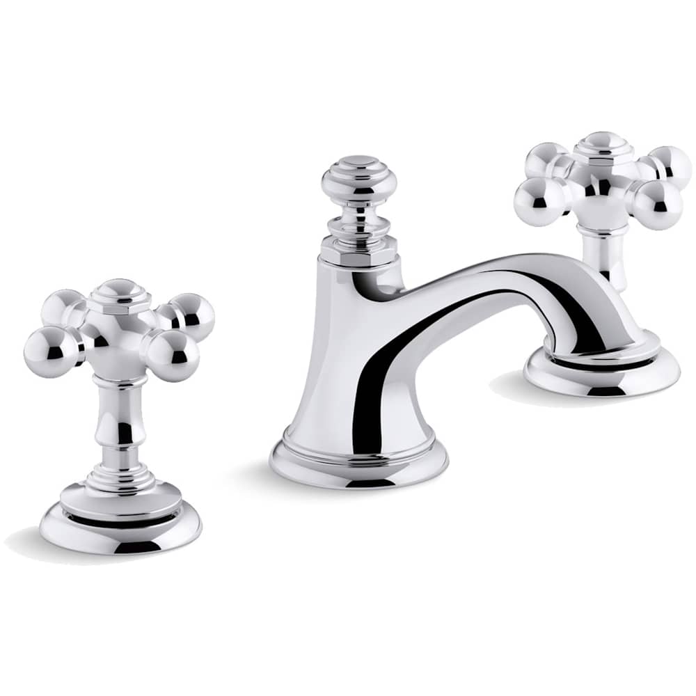 Artifacts Widespread Bathroom Faucet with Bell Spout and Cross Handles - Includes Clicker Drain Assembly