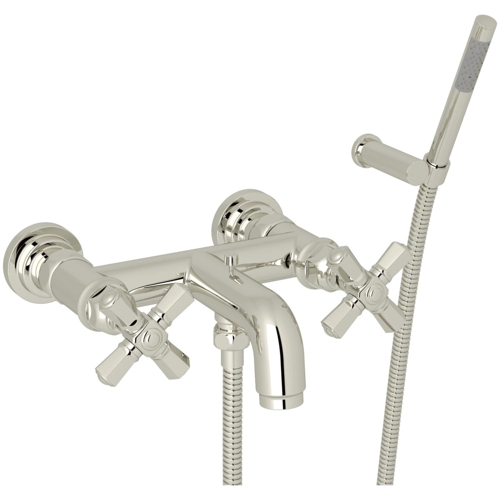 San Giovanni Wall Mounted Tub Filler with Built-In Diverter - Includes Hand Shower