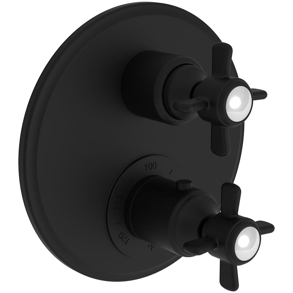 Fairfield Three Function Thermostatic Valve Trim Only with Dual Cross Handles, Integrated Diverter, and Volume Control - Less Rough In