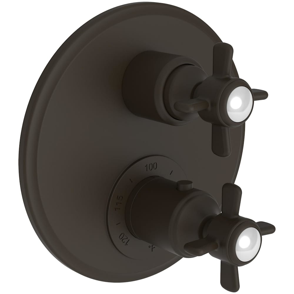 Fairfield Three Function Thermostatic Valve Trim Only with Dual Cross Handles, Integrated Diverter, and Volume Control - Less Rough In