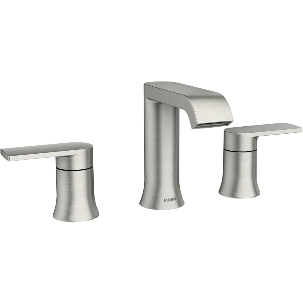 Moen Genta 1.2 GPM Widespread Bathroom Faucet with Lift Rod Drain Assembly and Duralock Technology Spot Resist Brushed Nickel