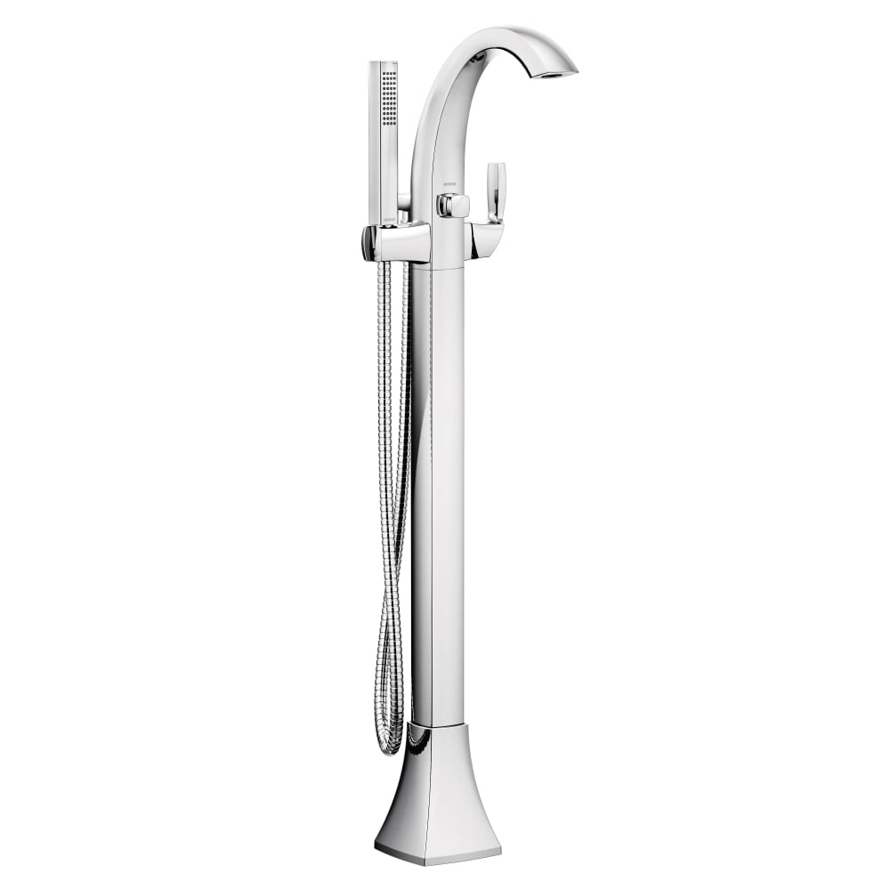 Moen Voss Floor Mounted Tub Filler with Riser and Built-In Diverter - Includes Hand Shower Chrome