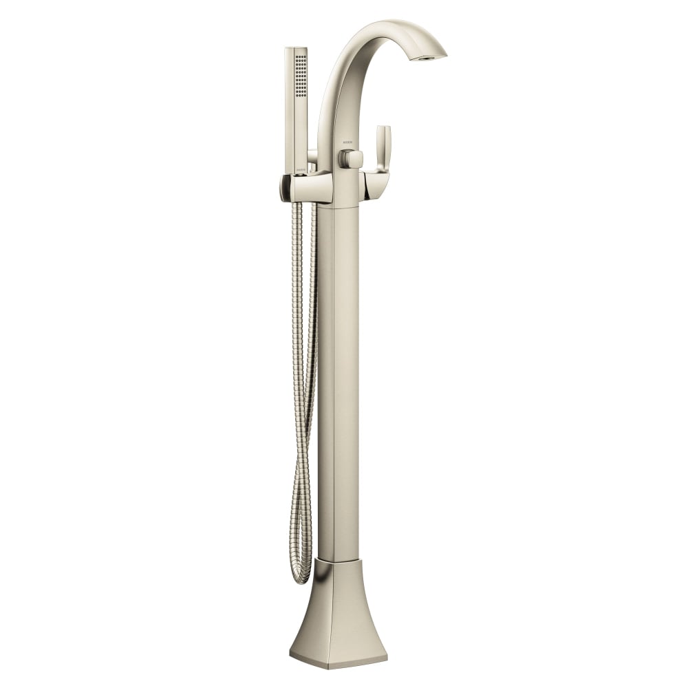 Moen Voss Floor Mounted Tub Filler with Riser and Built-In Diverter - Includes Hand Shower Brushed Nickel