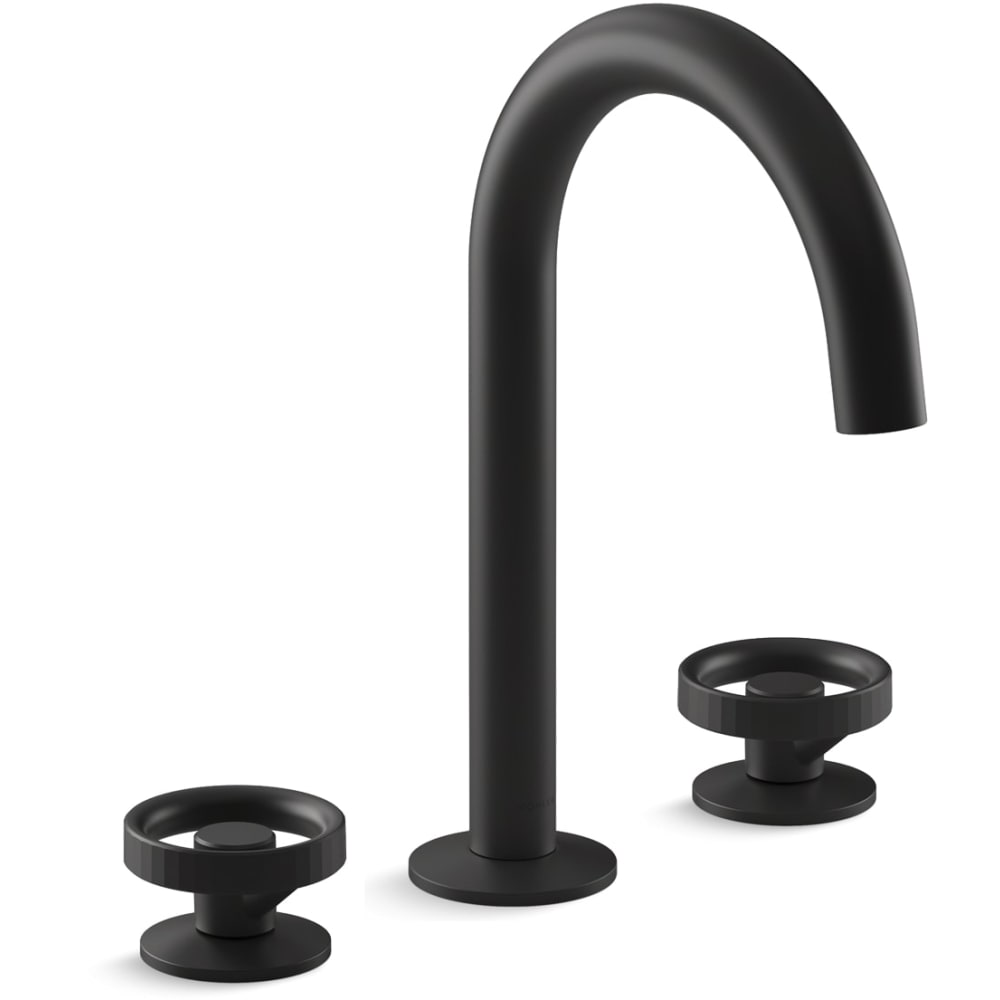 Components 1.2 GPM Widespread Tube Spout Bathroom Faucet with Industrial Handles, UltraGlide Technology and Pop-Up Drain Assembly