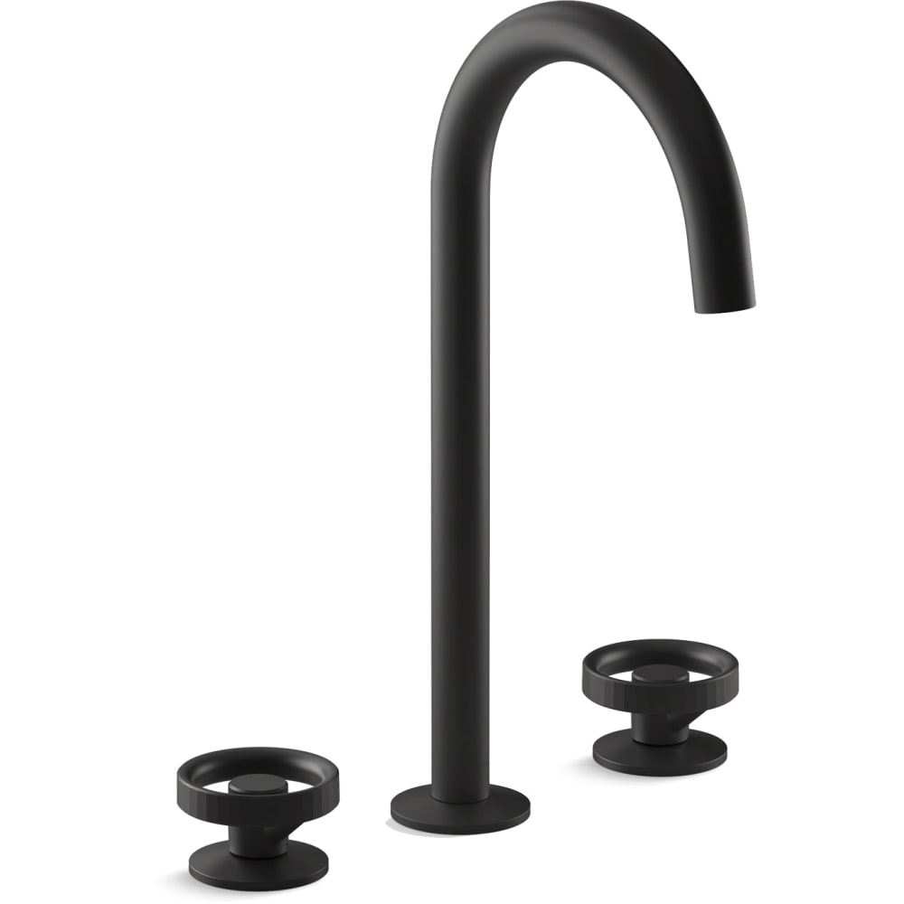 Components 1.2 GPM Widespread Tube Spout Vessel Bathroom Faucet with Industrial Handles, UltraGlide Technology and Pop-Up Drain Assembly