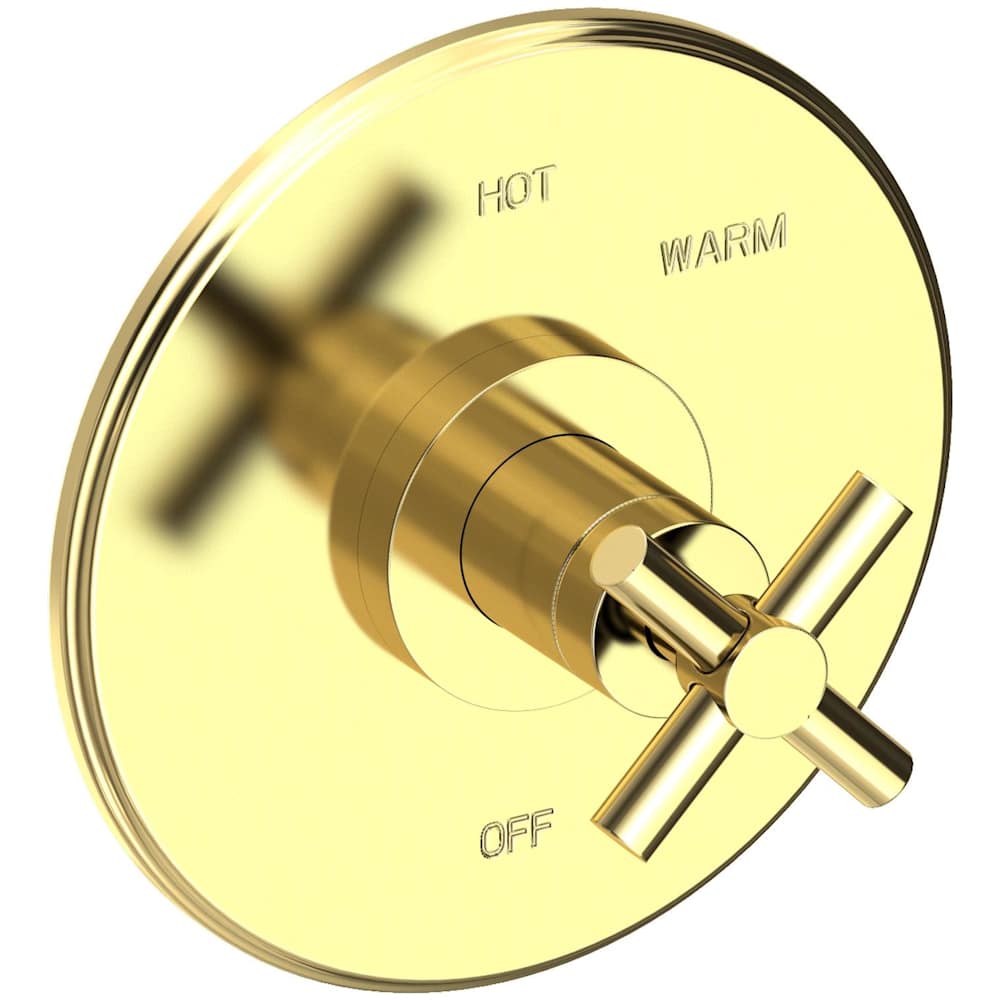 East Linear Collection Single Handle Round Pressure Balanced Shower Trim Plate Only with Metal Cross Handle