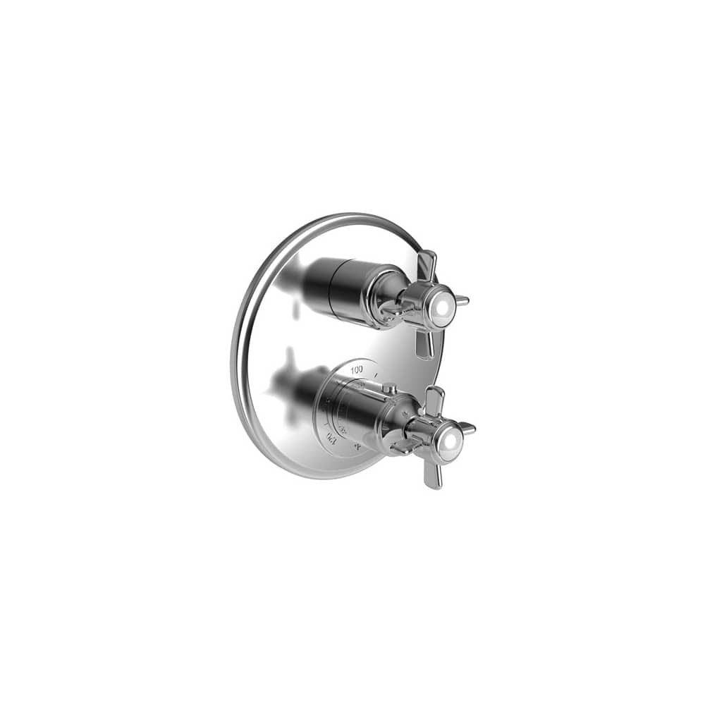 Fairfield Three Function Thermostatic Valve Trim Only with Dual Cross Handles, Integrated Diverter, and Volume Control - Less Rough In