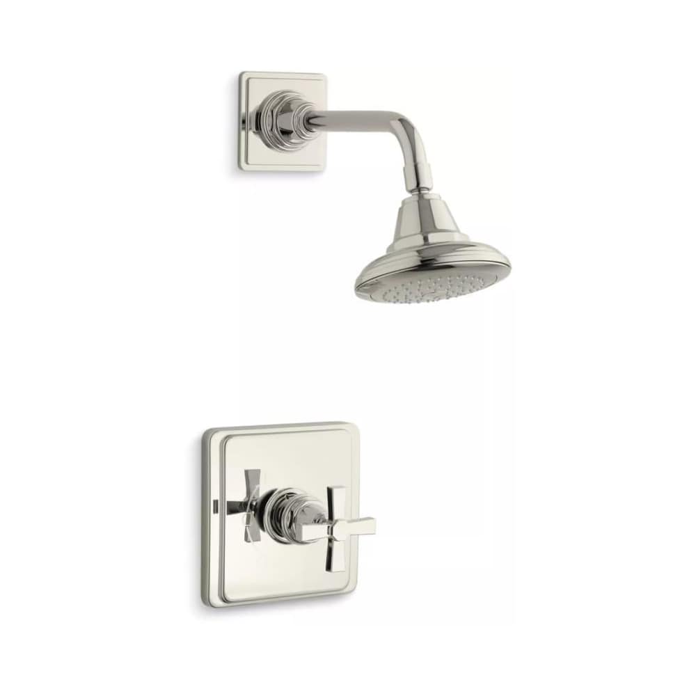 Pinstripe 1.75 GPM Rite-Temp Pressure Balancing Shower Trim Clean Design and Cross Handle
