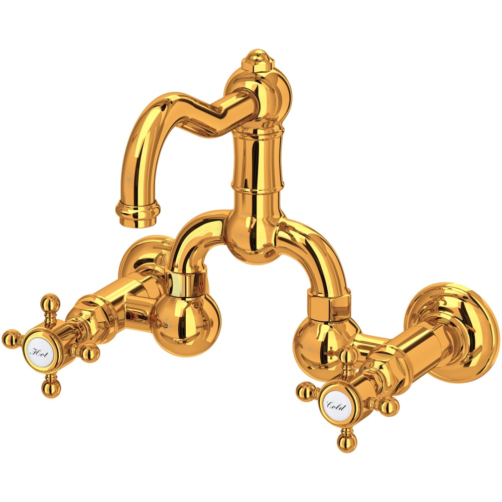 Acqui 1.2 GPM Wall Mounted Widespread Bridge Bathroom Faucet with Pop-Up Drain Assembly