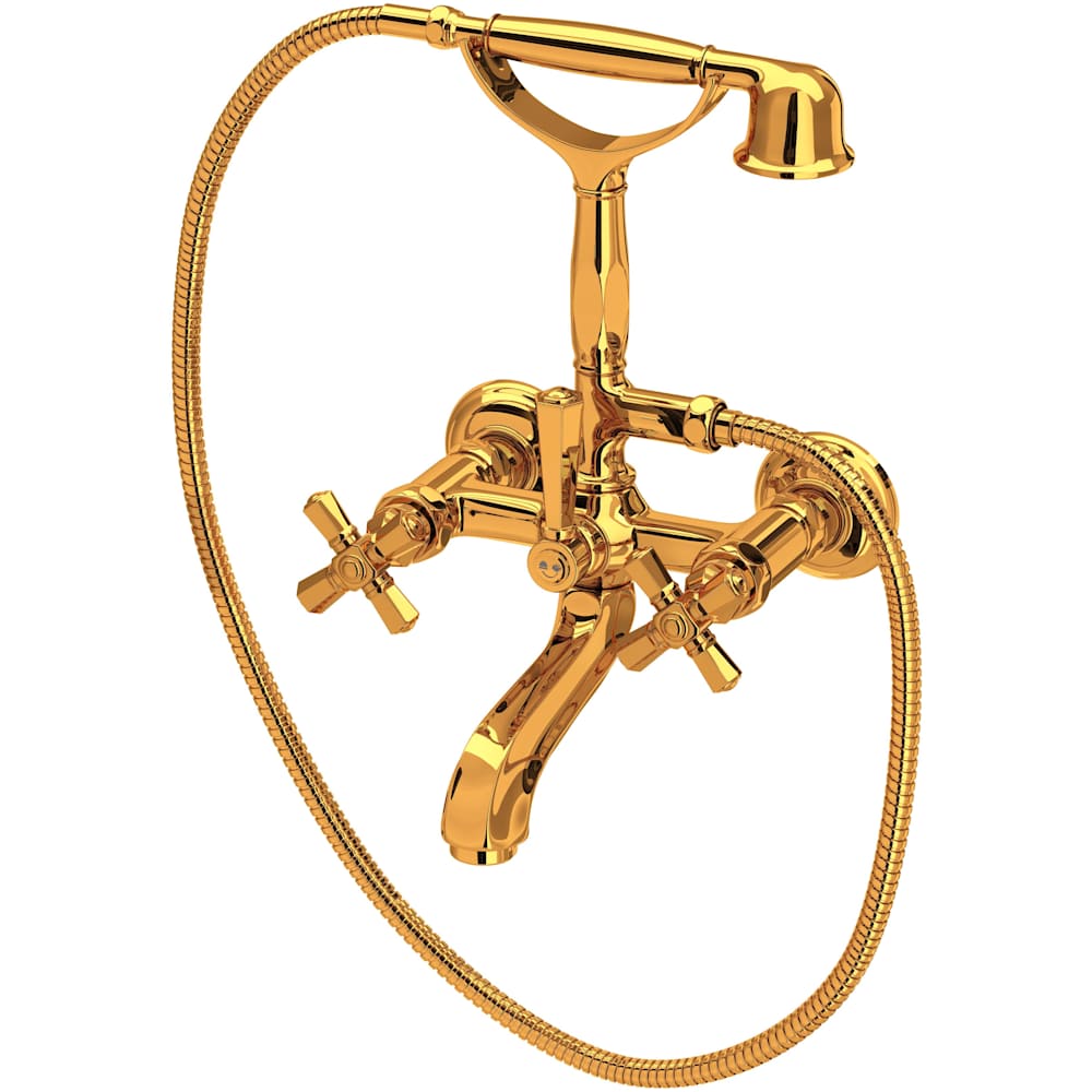 Palladian Wall Mounted Tub Filler with Built-In Diverter - Includes Hand Shower