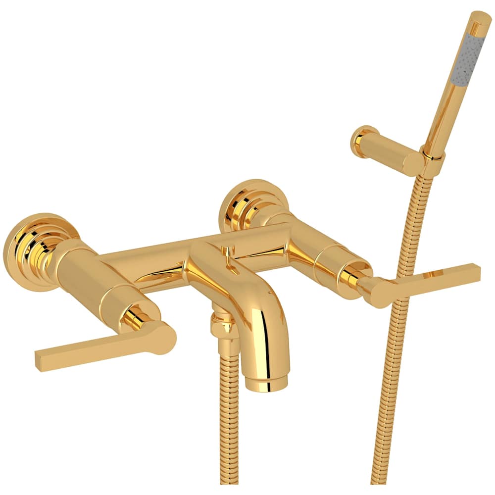 Avanti Deck Mounted Roman Tub Faucet Trim with Metal Lever Handles and Built-In Diverter - Includes Personal Hand Shower
