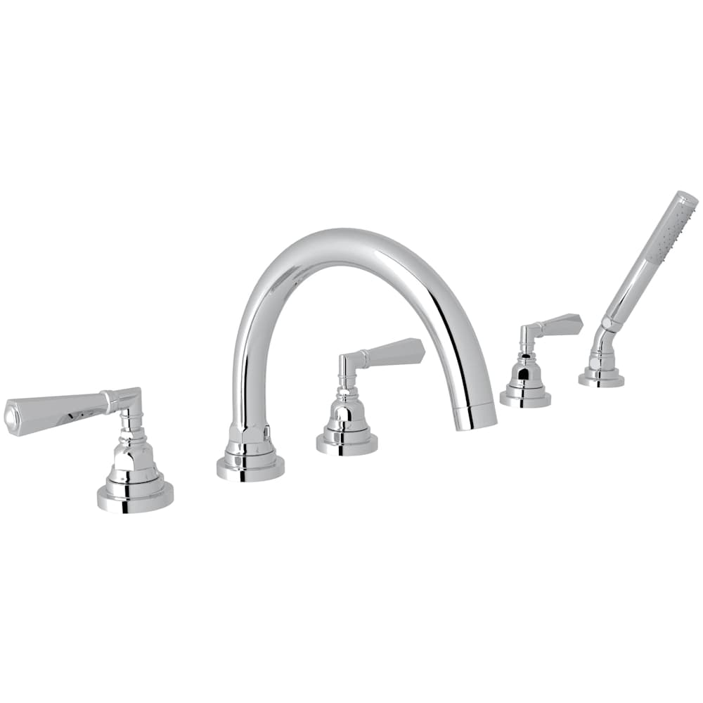 San Giovanni Deck Mounted Roman Tub Filler with Built-In Diverter - Includes Hand Shower