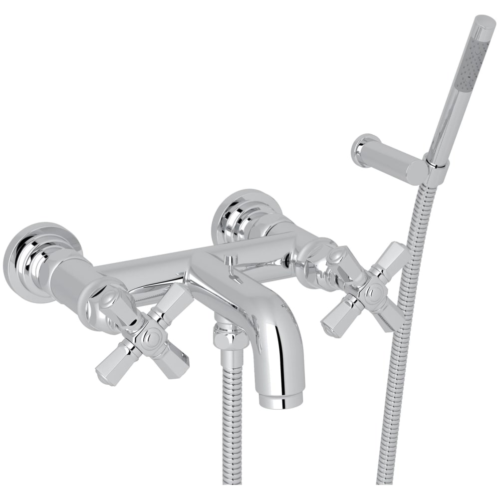 San Giovanni Wall Mounted Tub Filler with Built-In Diverter - Includes Hand Shower