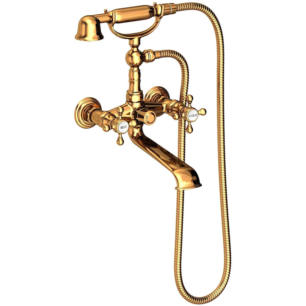 Astor Wall / Floor Mounted Tub Filler with Built-In Diverter - Includes Hand Shower