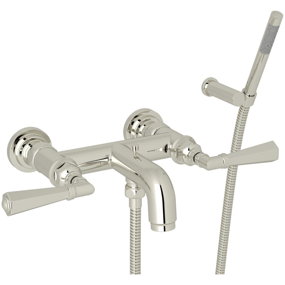 San Giovanni Wall Mounted Tub Filler with Built-In Diverter - Includes Hand Shower