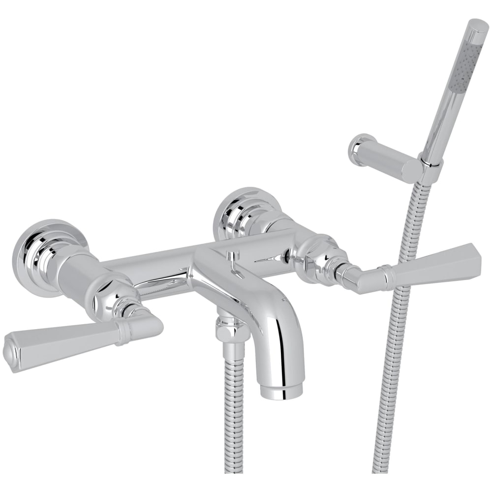 San Giovanni Wall Mounted Tub Filler with Built-In Diverter - Includes Hand Shower