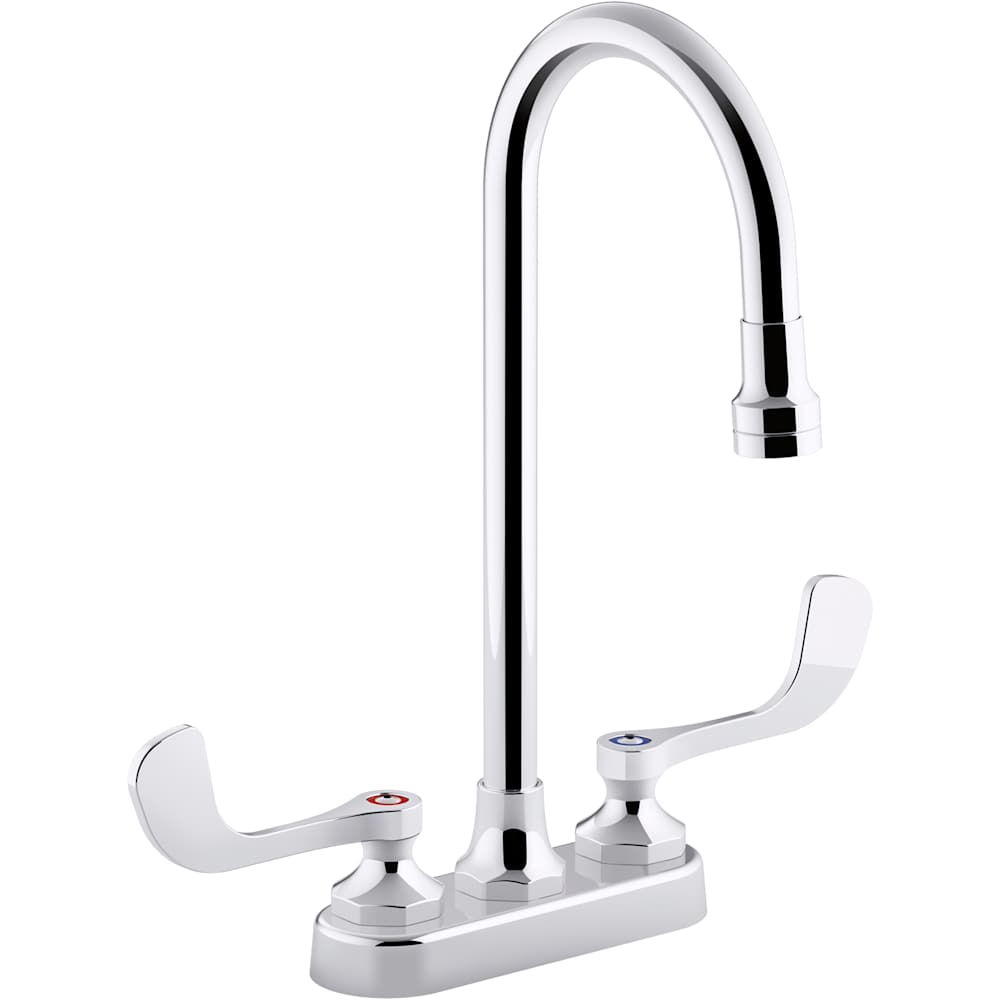 Triton Bowe 0.5 GPM Deck Mounted Bathroom Faucet with Wristblade Handles and Laminar Flow