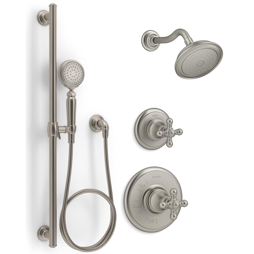 Artifacts Pressure Balanced Shower System with Shower Head, Hand Shower, Valve Trim, and Shower Arm