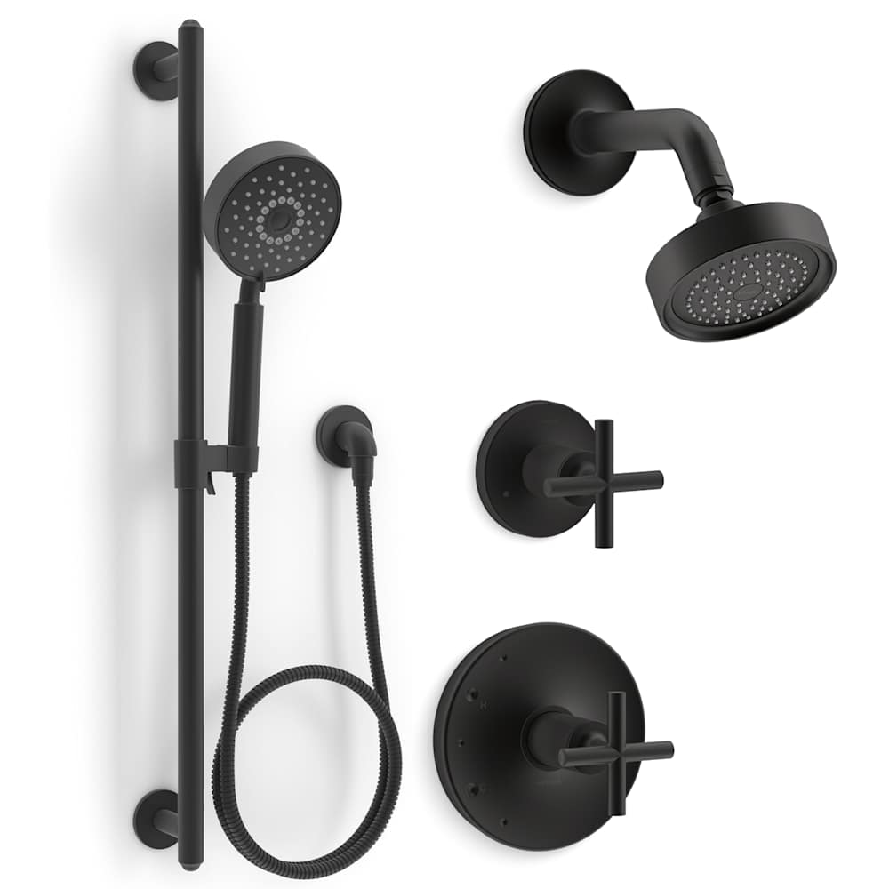 Purist Pressure Balanced Shower System with Shower Head, Hand Shower, Valve Trim, and Shower Arm