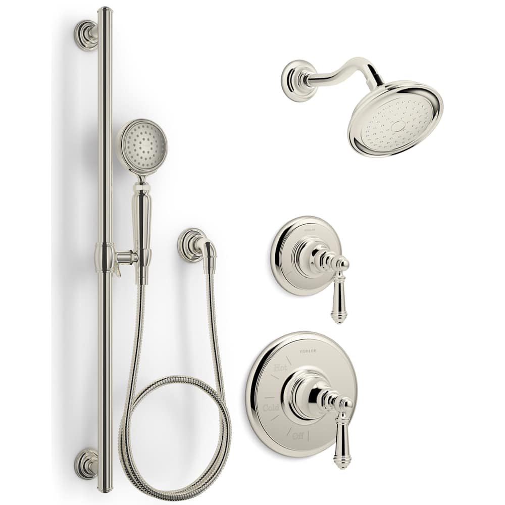 Artifacts Pressure Balanced Shower System with Shower Head, Hand Shower, Valve Trim, and Shower Arm