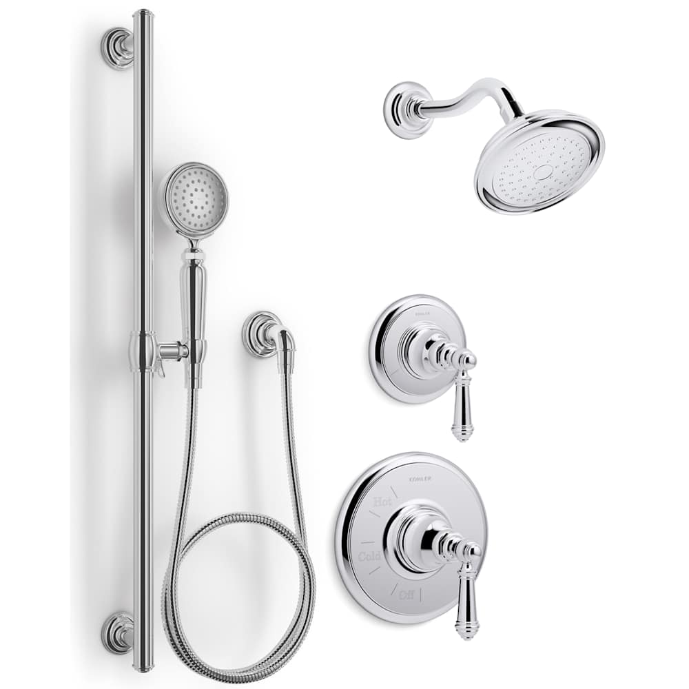 Artifacts Pressure Balanced Shower System with Shower Head, Hand Shower, Valve Trim, and Shower Arm