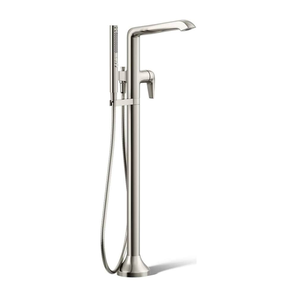 Tempered Floor Mounted Tub Filler with Built-In Diverter - Includes Hand Shower