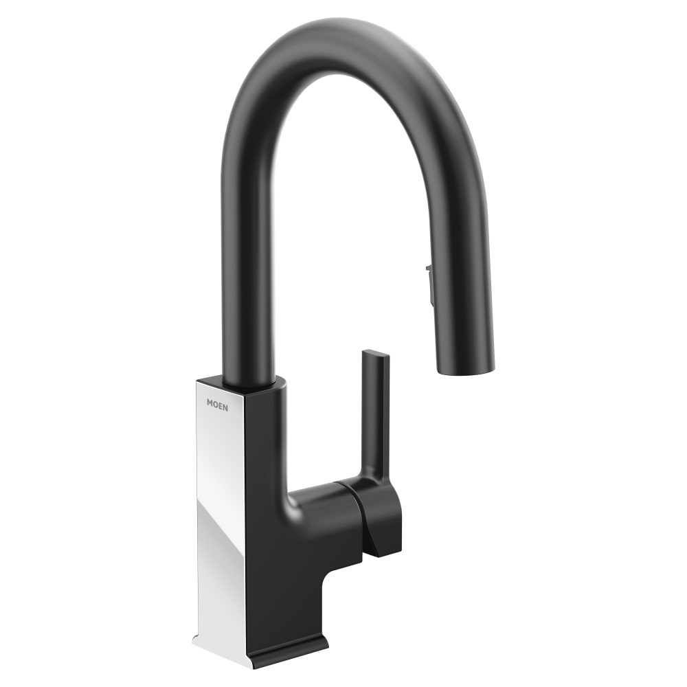 Moen Align 1.5 GPM Single Hole Pre-Rinse Pull Down Kitchen Faucet with MotionSense Wave and Power Clean Matte Black