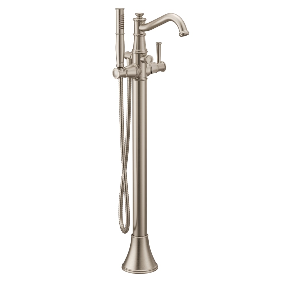 Moen Belfield Floor Mounted Tub Filler with Built-In Diverter - Includes Hand Shower Brushed Nickel
