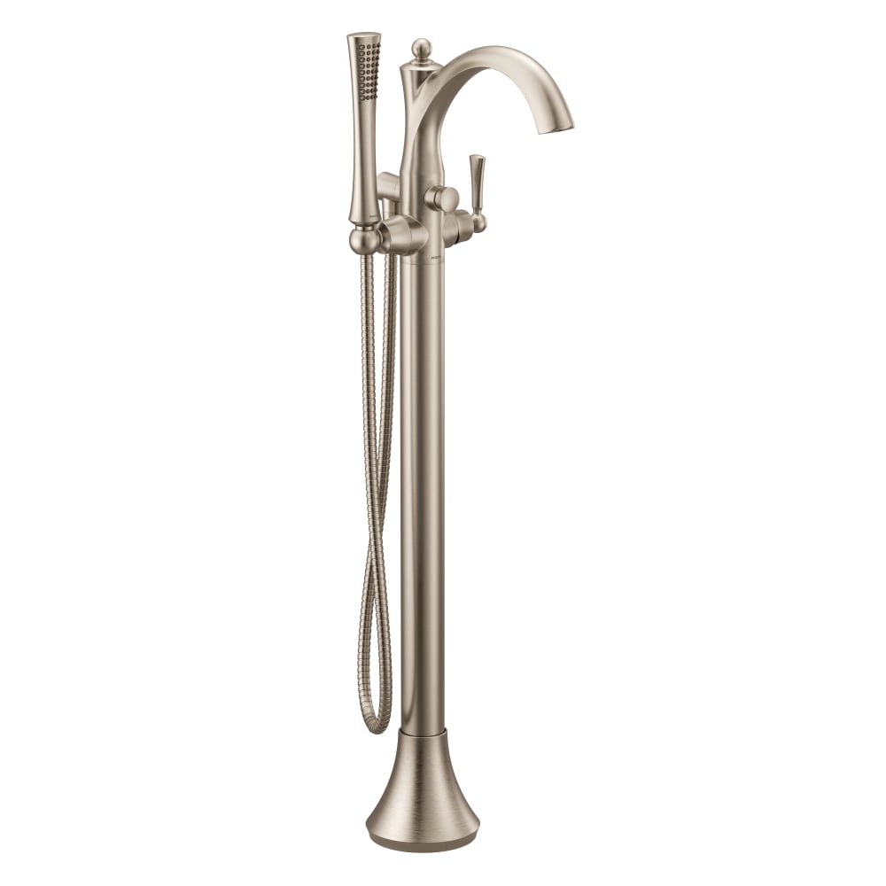 Moen Wynford Floor Mounted Tub Filler with Built-In Diverter - Includes Hand Shower Brushed Nickel