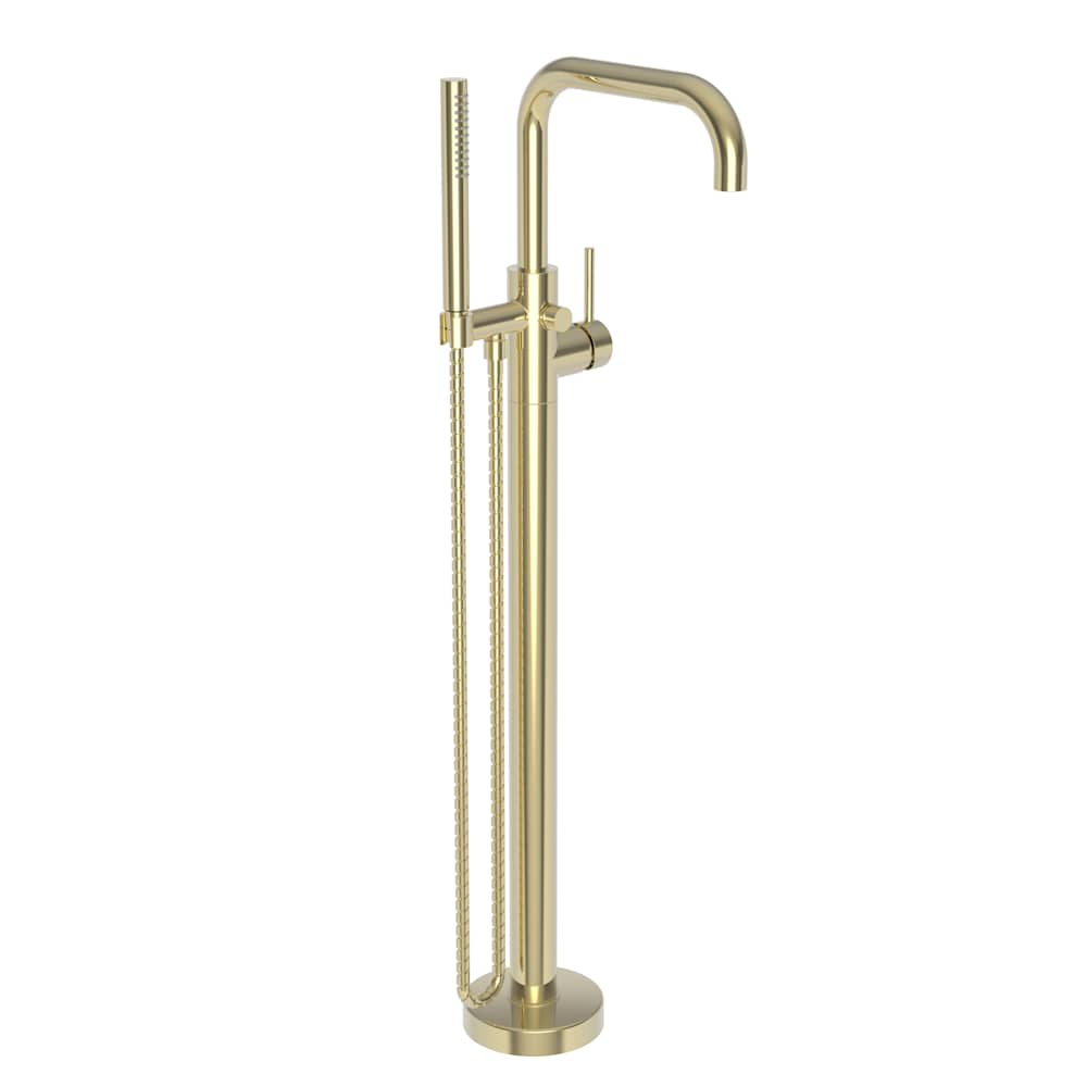 East Square Floor Mounted Tub Filler with Built-In Diverter - Includes Hand Shower