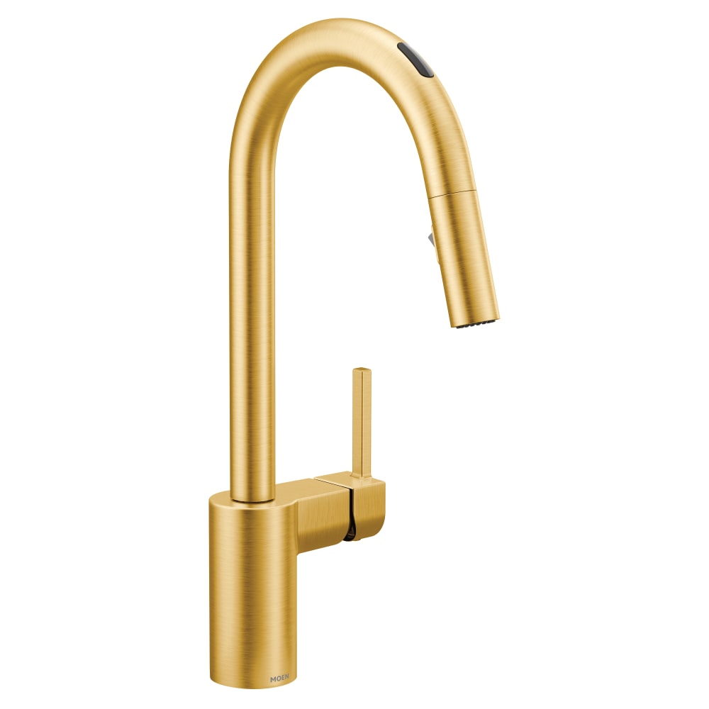 Moen Align Smart Faucet 1.5 GPM Single Hole Pull Down Kitchen Faucet with Voice Control Brushed Gold