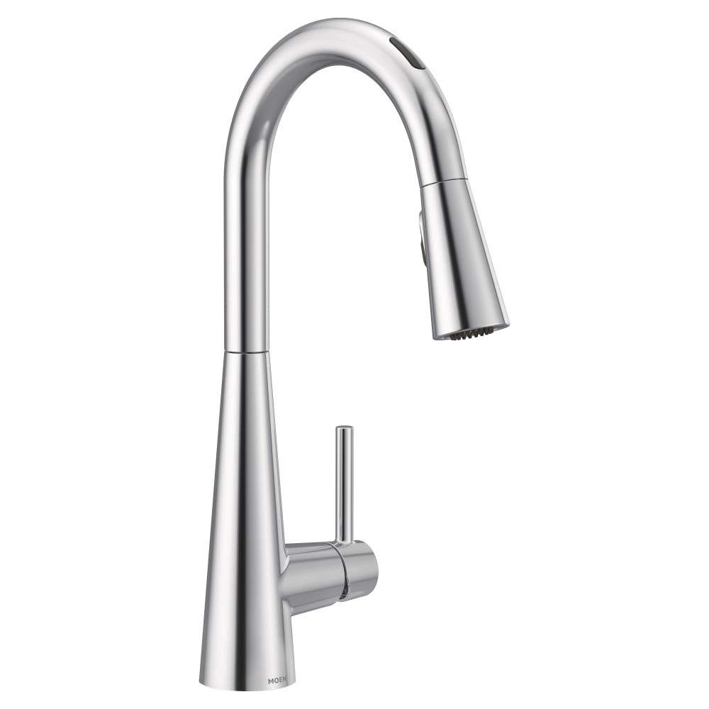Moen Sleek 1.5 GPM Single Hole Pull Down Kitchen Faucet with Voice Activation Chrome