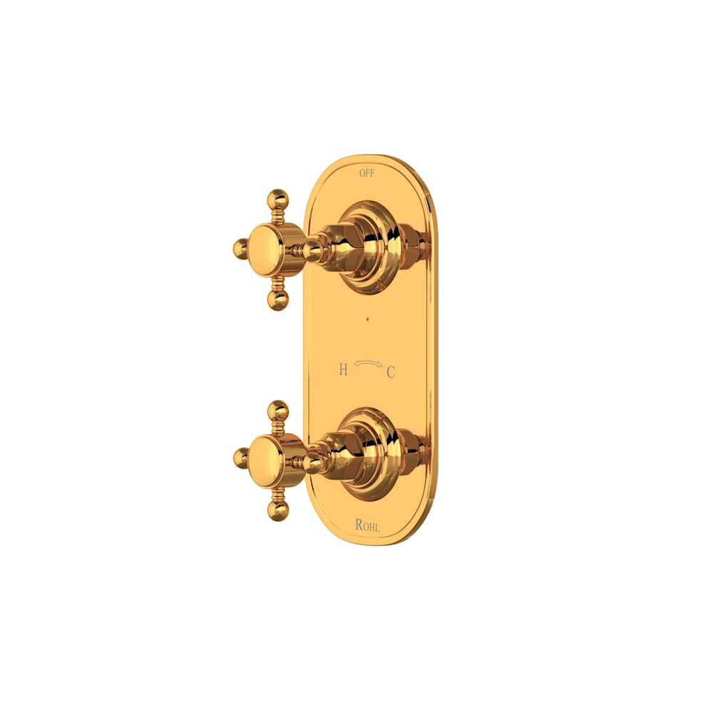 Five Function Thermostatic Valve Trim Only with Dual Cross Handles and Integrated Diverter - Less Rough In