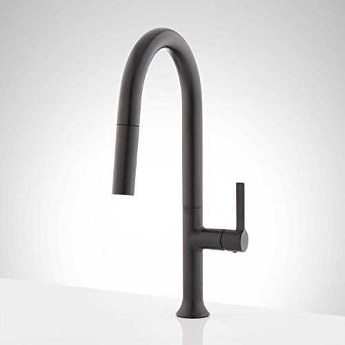 Signature Hardware 450081 Bok 1.8 GPM Single Hole Pull Down Kitchen Faucet, Matte Black