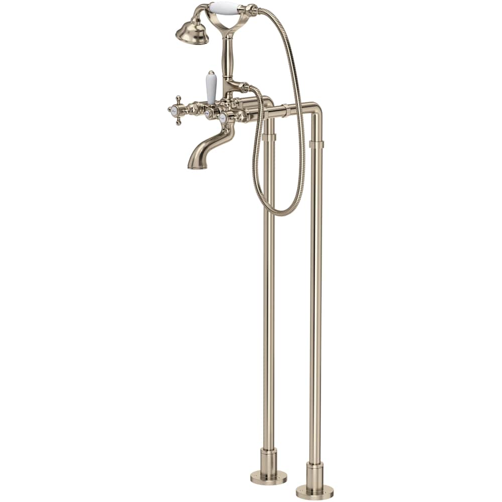Acqui Floor Mounted Tub Filler with Built-In Diverter - Includes Hand Shower