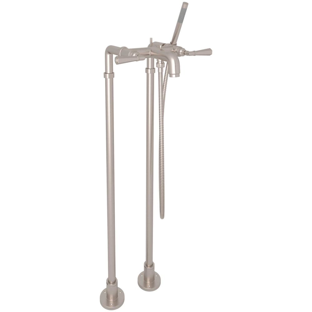 San Giovanni Floor Mounted Tub Filler with Built-In Diverter - Includes Hand Shower