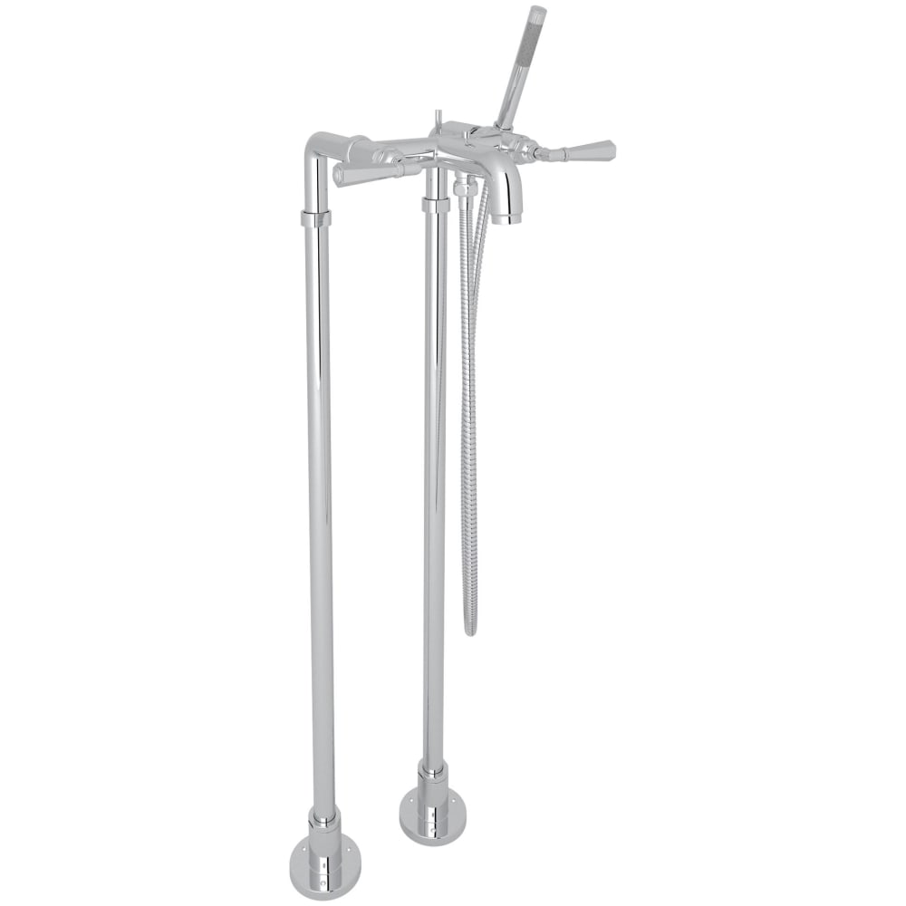 San Giovanni Floor Mounted Tub Filler with Built-In Diverter - Includes Hand Shower