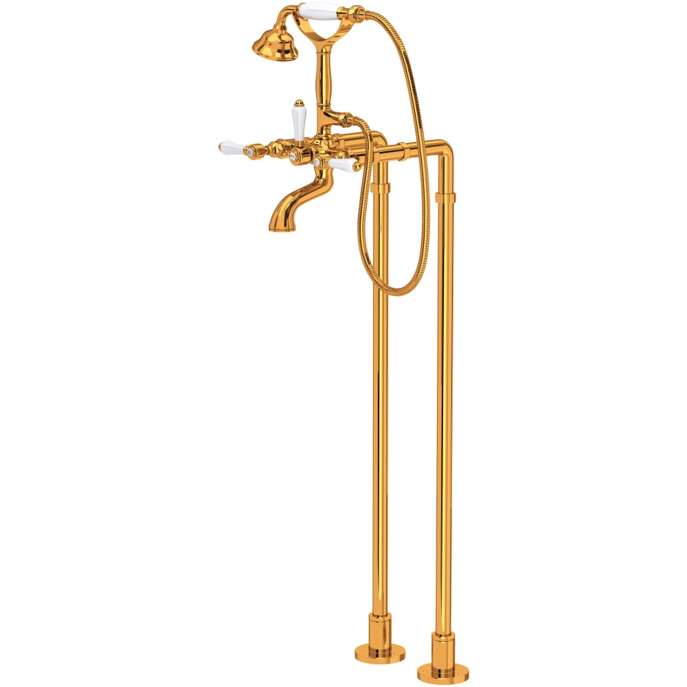 Acqui Floor Mounted Tub Filler with Built-In Diverter - Includes Hand Shower