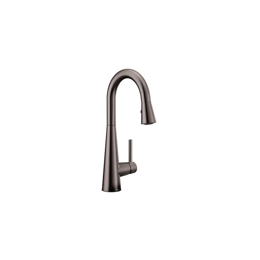 Moen Sleek 1.5 GPM Single Hole Pull Down Bar Faucet Black Stainless