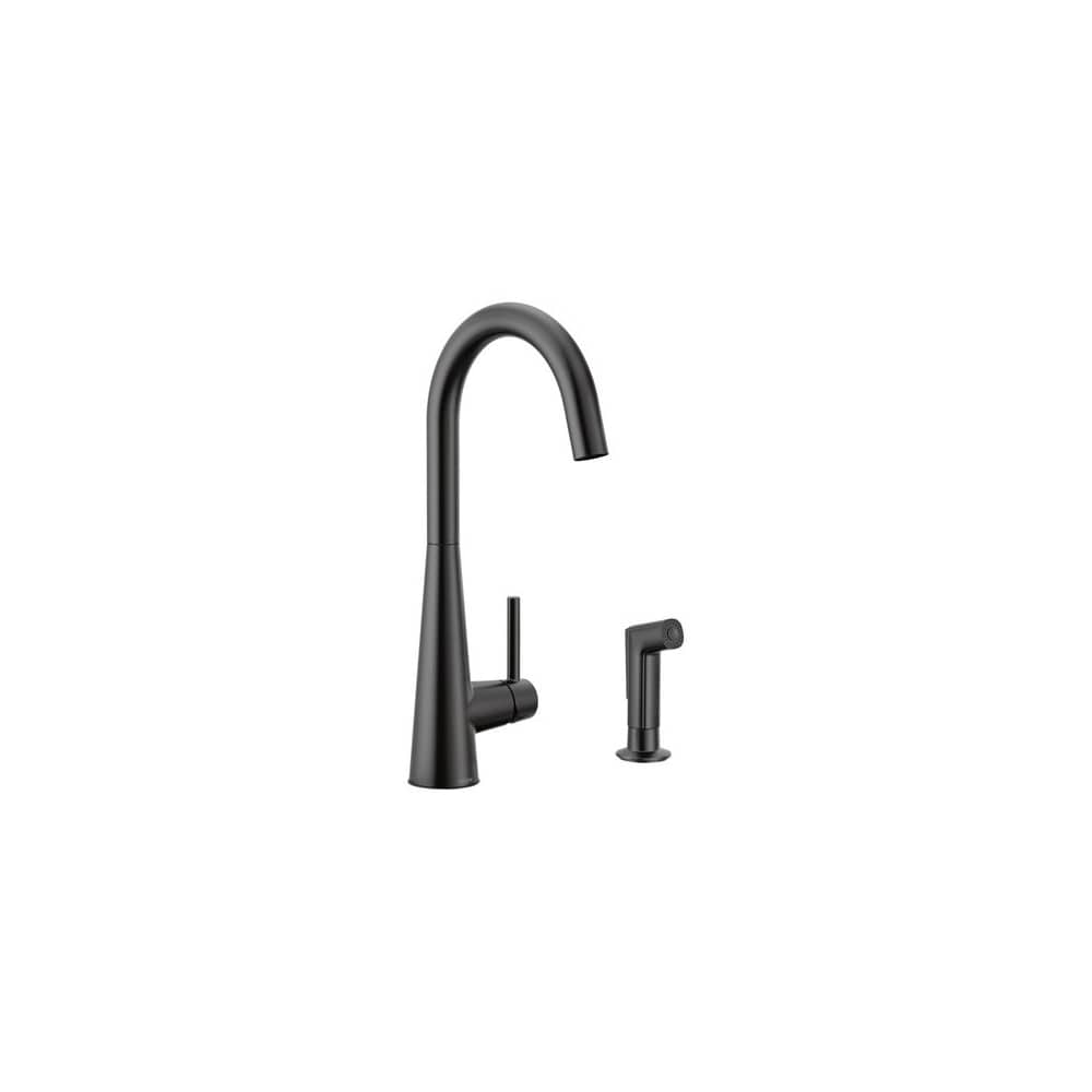 Moen Sleek Single Handle Kitchen Faucet with Sidespray Matte Black