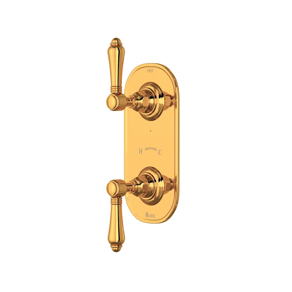 Five Function Thermostatic Valve Trim Only with Dual Lever Handles and Integrated Diverter - Less Rough In