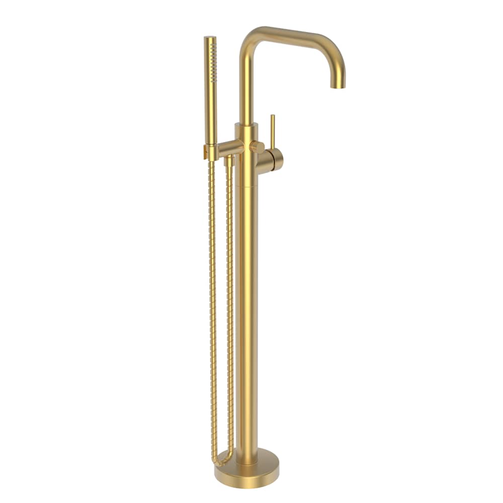 East Square Floor Mounted Tub Filler with Built-In Diverter - Includes Hand Shower