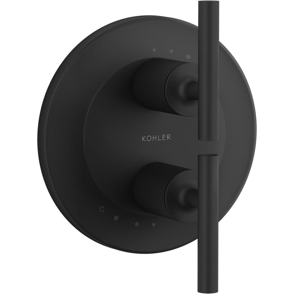Purist Thermostatic Valve Trim Only with Dual Lever Handles and Volume Control - Less Rough In