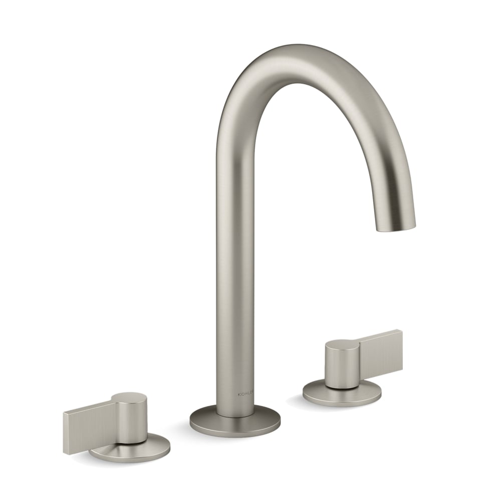 Components 1.2 GPM Widespread Tube Spout Bathroom Faucet with Lever Handles, UltraGlide Technology, and Pop-Up Drain Assembly