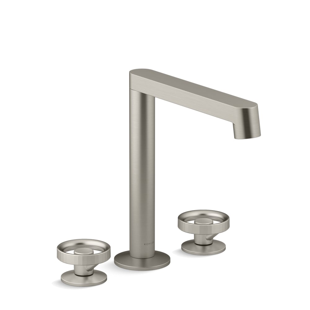 Components 1.2 GPM Widespread Row Spout Bathroom Faucet with Industrial Handles, UltraGlide Technology and Pop-Up Drain Assembly