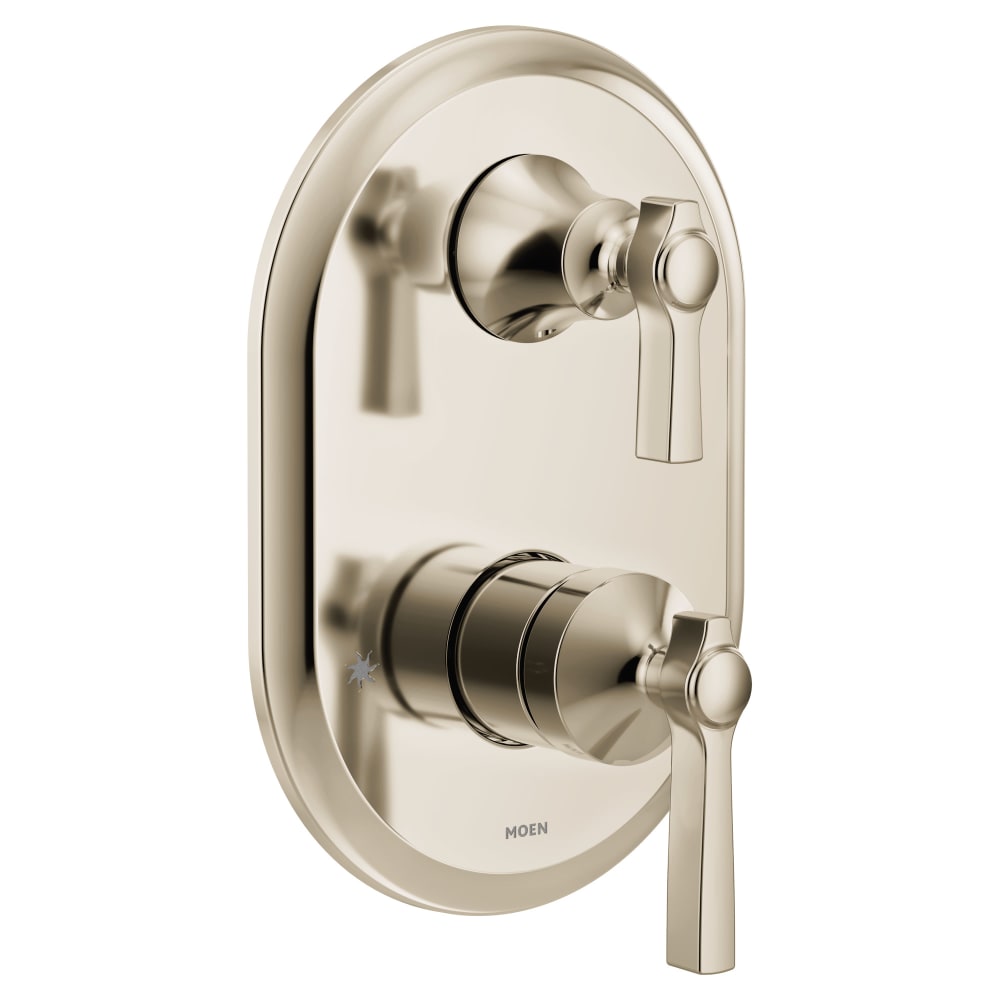 Moen Belfield Deck Mounted Roman Tub Filler Trim with Metal Lever Handles - Includes Personal Hand Shower Brushed Nickel
