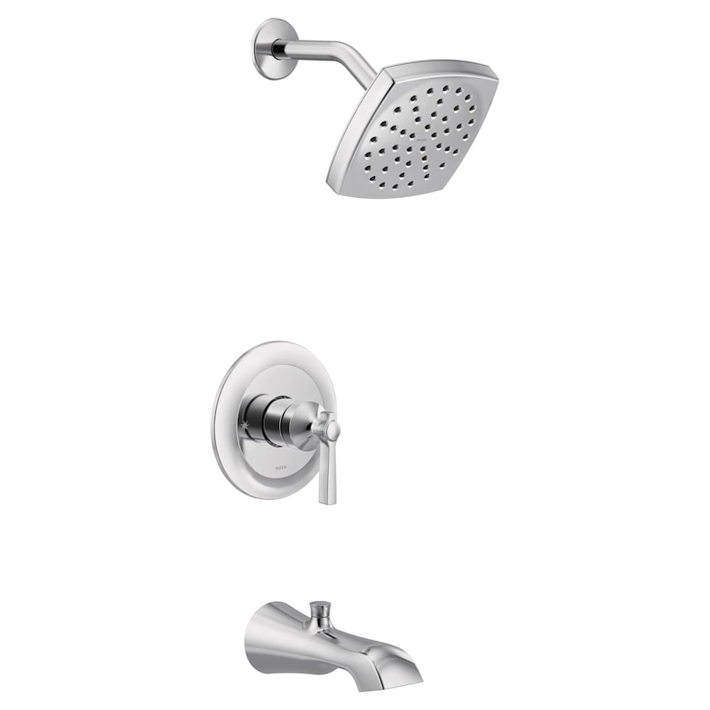 Moen Flara Tub and Shower Trim Package with 1.75 GPM Single Function Shower Head Brushed Nickel