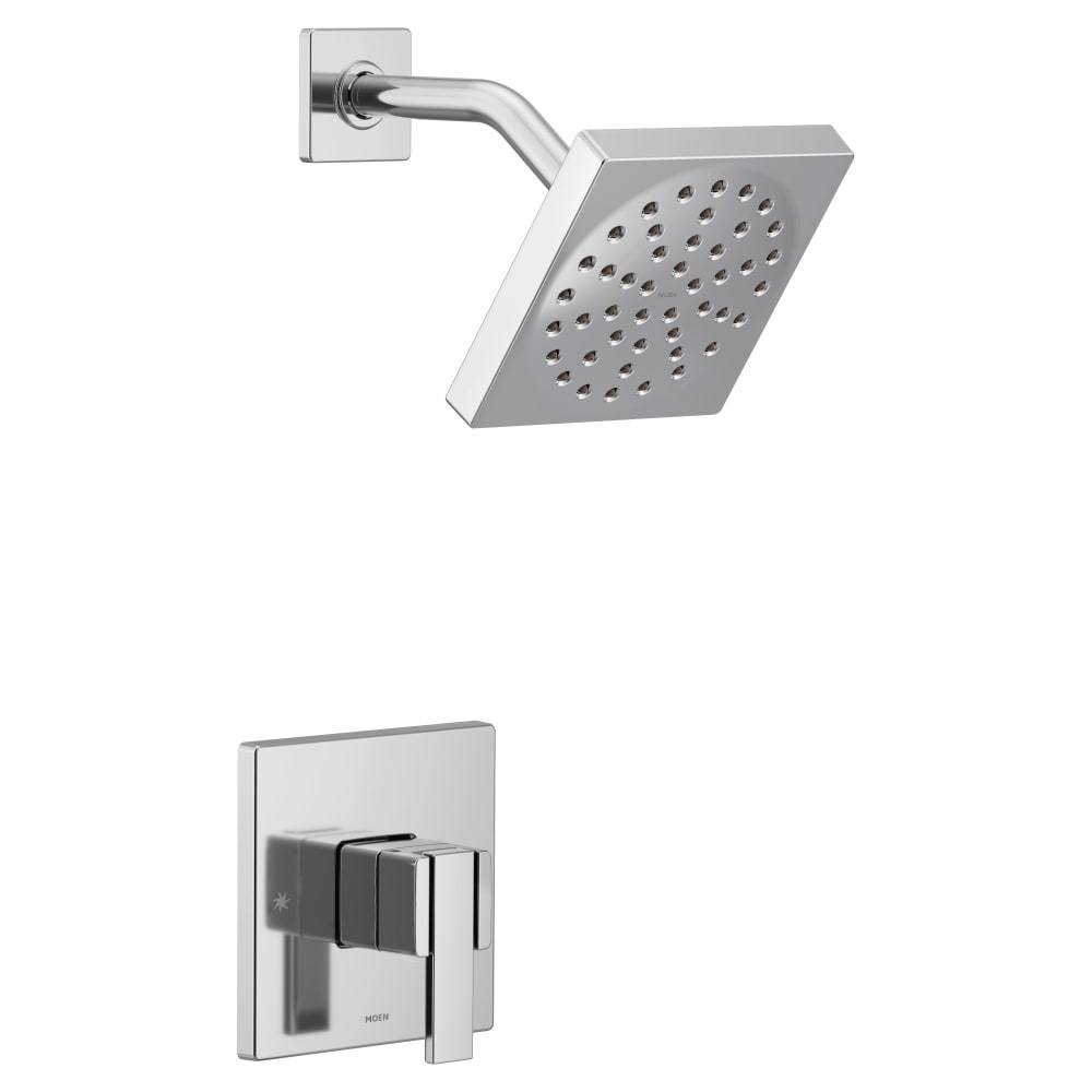 Moen Posi-Temp Pressure Balanced Tub and Shower Trim with 1.75 GPM Shower Head and Tub Spout from the 90 Degree Collection - Less Valve Brushed Nickel