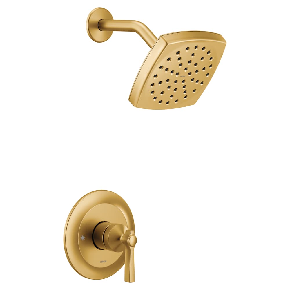 Moen Flara Tub and Shower Trim Package with 2.5 GPM Single Function Shower Head Brushed Gold